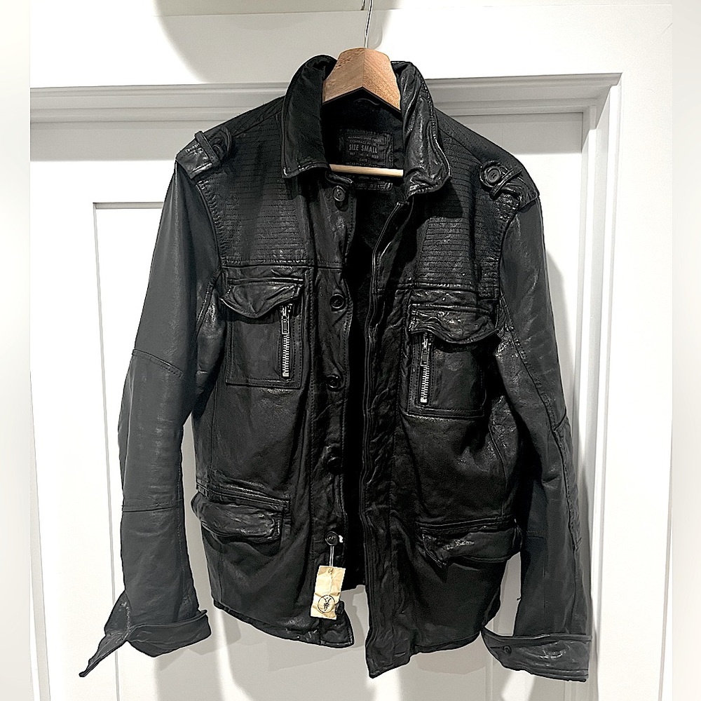 All Saints viper Leather Short Jacket sz S